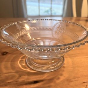 Vintage Glass Bowl Elegant Footed Mother Child Pattern , 7.5” Round, GUC